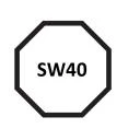 Mini-Walzenkapsel SW40 8 kant 80 mm lang, mit 10 mm Stahlzapfen