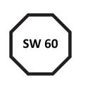 Reduzier-Stück SW 60 auf  SW 40 mm, zum Einschieben in die Stahlrohrwelle SW 60