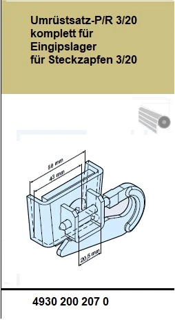 Umrüstsatz komplett für Eingipslager für Steckzapfen 3/20 - für Becker Rohrantriebe P5 – P13 und R7 – R50