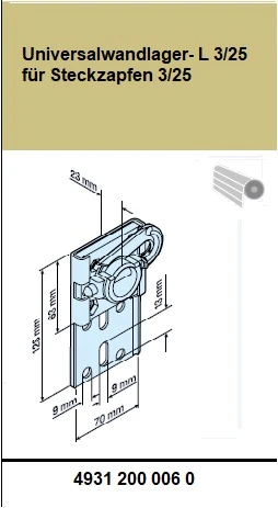 Universalwandlager- L 3/25,  für Becker Rohrantriebe L Serie bis 60Nm