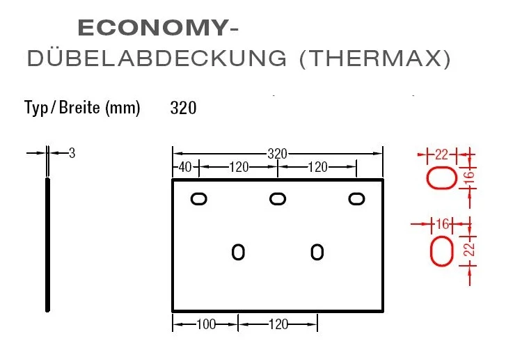 Dübelabdeckung-Thermax für Lewens - Economy Markise