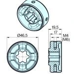 Adapter für Rundrohr Mitnehmer 50 x 1.5 Gewinde M4,   für Rohrmotore Becker Baureihe P und R Serie