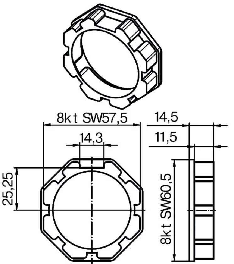 Adapterset für Achtkatwelle Rolm 60 ,für Rohrmotore Becker Baureihe P und R Serie