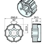 Adapterset für Achtkatwelle S40 ,für Rohrmotoren Becker Baureihe P Serie, Typ P5 - P13