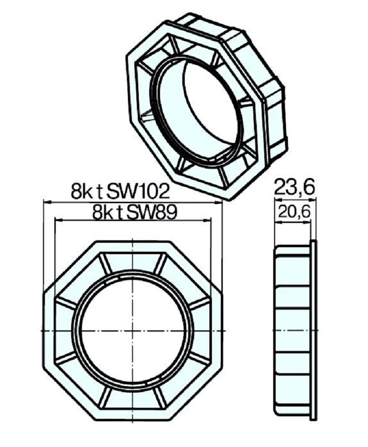 Adapterset für Achtkatwelle SW102 ,für Rohrmotoren Becker Baureihe L Serie