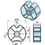 Adapterset für Nutwelle DW78N 1,5mm Mittelversatz , für Rohrmotore Becker Baureihe L