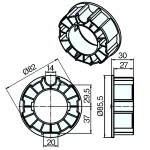 Adapterset für Nutwelle DW85N bis 30Nm für Rohrmotoren Becker Baureihe R Serie  