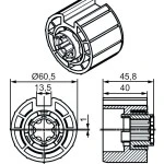 Adapterset für Nutwelle O-63N 13,5mm ,für Rohrmotoren Becker Baureihe P und R Serie mit Hinderniserkennung