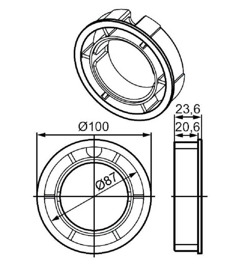 Adapterset für Nutwelle O-D100 für Rohrmotoren Becker Baureihe R mit Hinderniserkennung