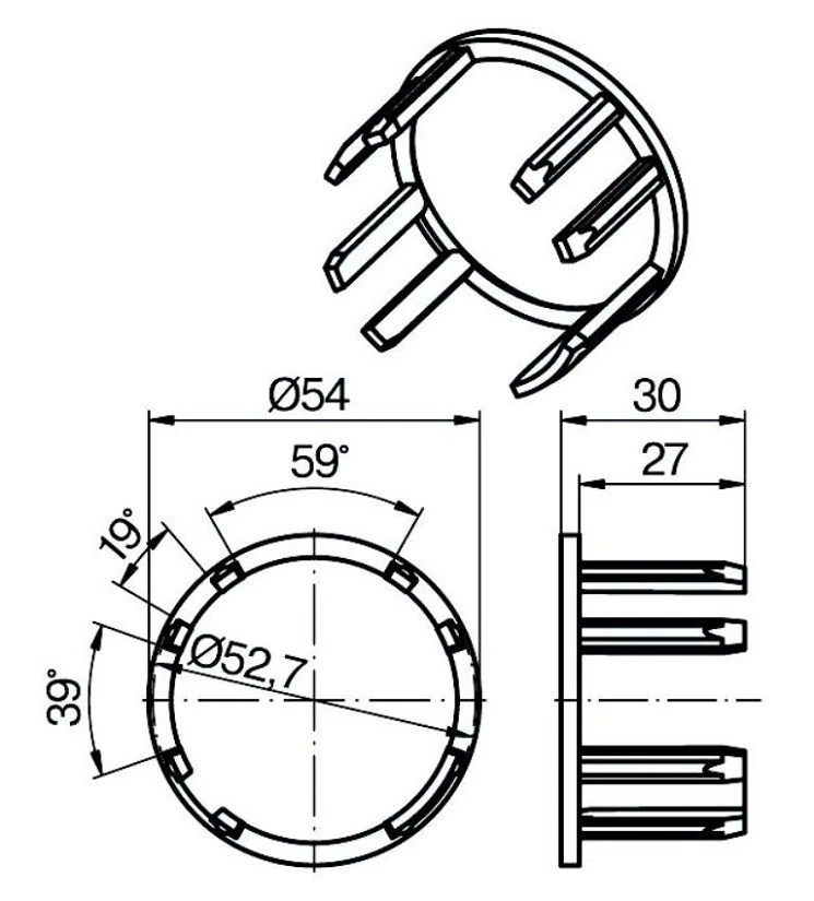 Adapterset für Profilwelle O-ZF54  für Rohrmotoren Becker Baureihe P und R Serie mit  Hinderniserkennung