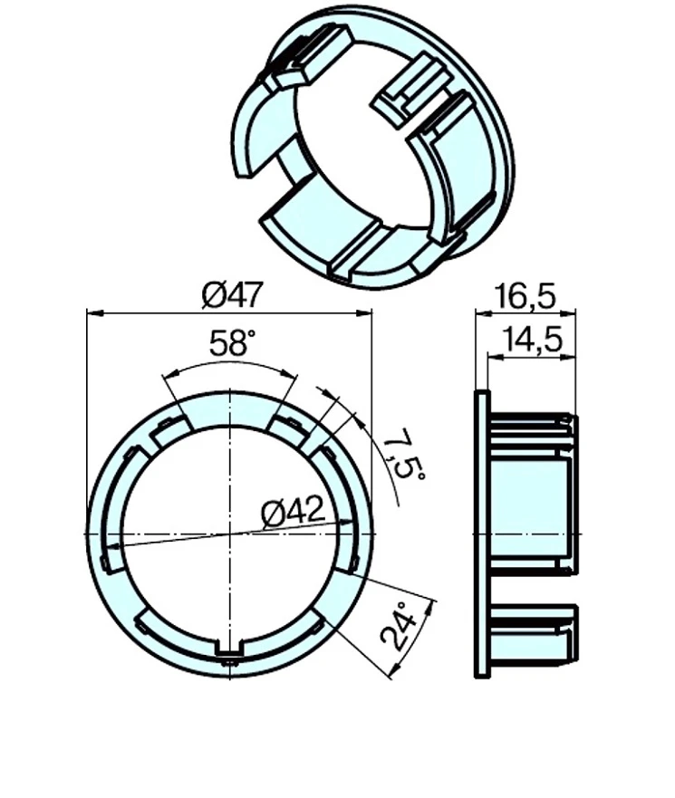 Adapterset für Profilwelle ZF47x2 für Rohrmotoren Becker Baureihe P Serie