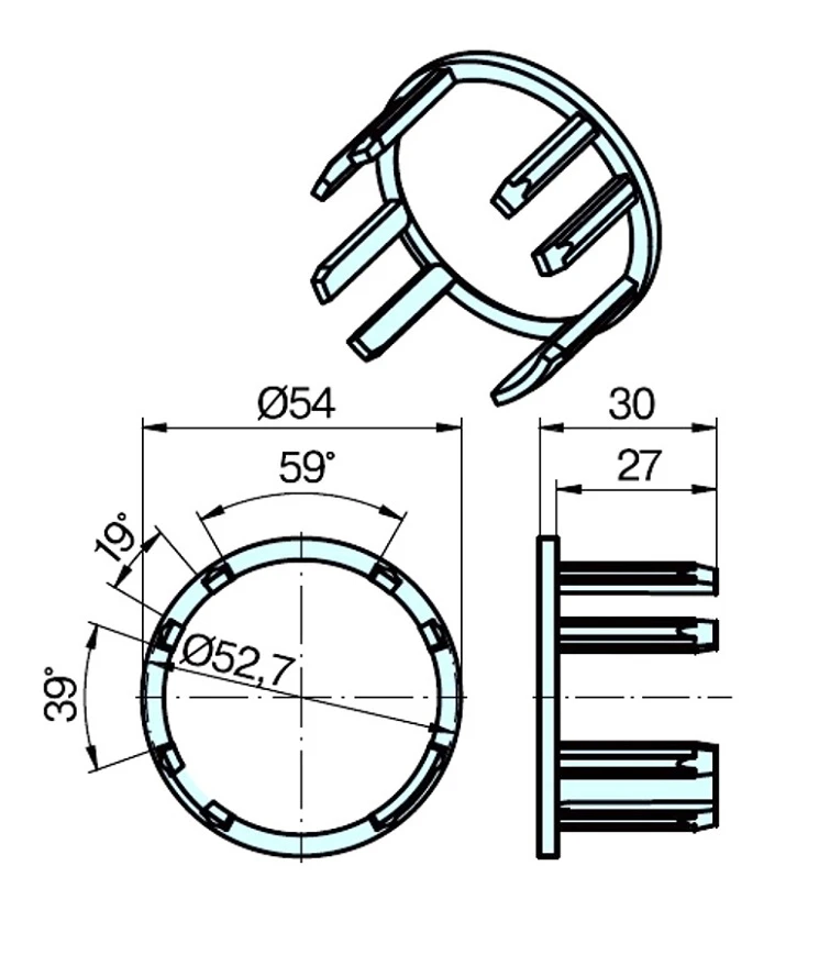 Adapterset für Profilwelle ZF54 für Rohrmotoren Becker Baureihe P und R Serie