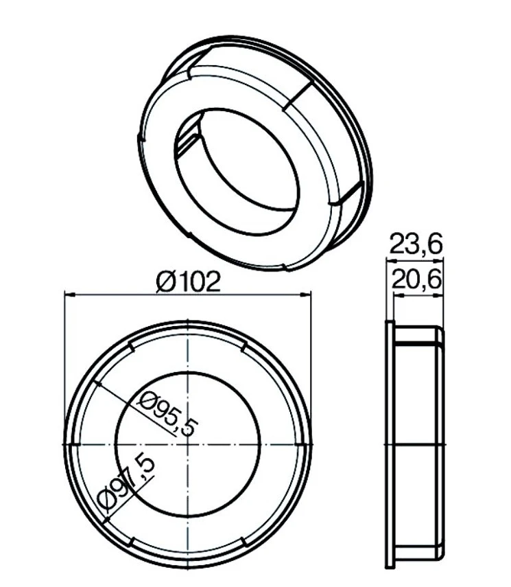 Adapterset für Rundrohr 102 x 2 , für Rohrmotoren Becker Baureihe L Serie