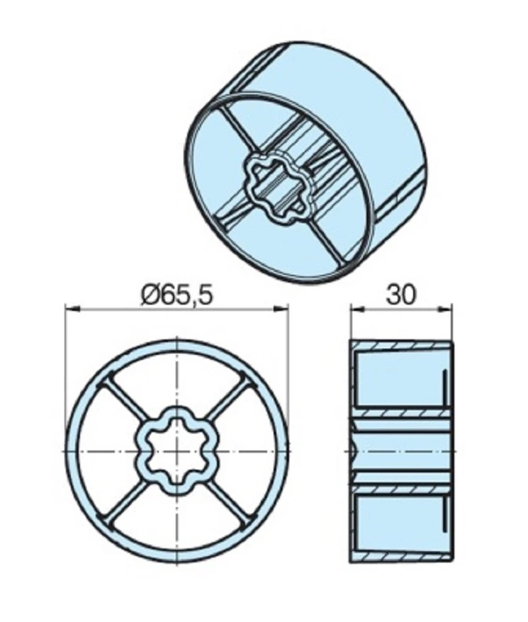 Adapterset für Rundrohr 70 x 1.5 ,für Rohrmotoren Becker Baureihe L Serie 