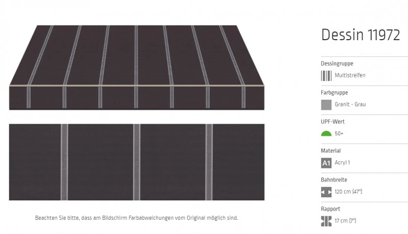 Markisentuch Multistreifen ,Granit - Grau UPF 50+, Acryl 1, Stoff-Nr. 11972