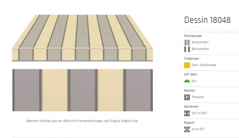 Markisentuch Multi und Blockstreifen ,Sole - Gelb/Orange, UPF 50+, Polyester, Stoff-Nr. 18048