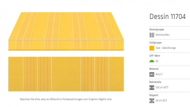 Markisentuch Multistreifen ,Sole - Gelb/Orange UPF 50, Acryl 1, Stoff-Nr. 11704