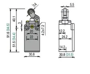 WTS - Endschalter mit Rollenhebel Metall Sprungkontakt 1S + 1Ö, Wassergeschützt - Schutzart IP 67